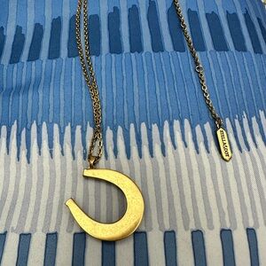 Stella & Dot Long Necklace with Pearl Horseshoe Pendant